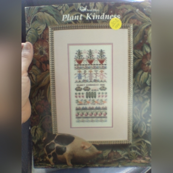 Just Nan Plant Kindness Counted Cross Stitch Pattern Booklet with Pig Charm - Picture 1 of 2